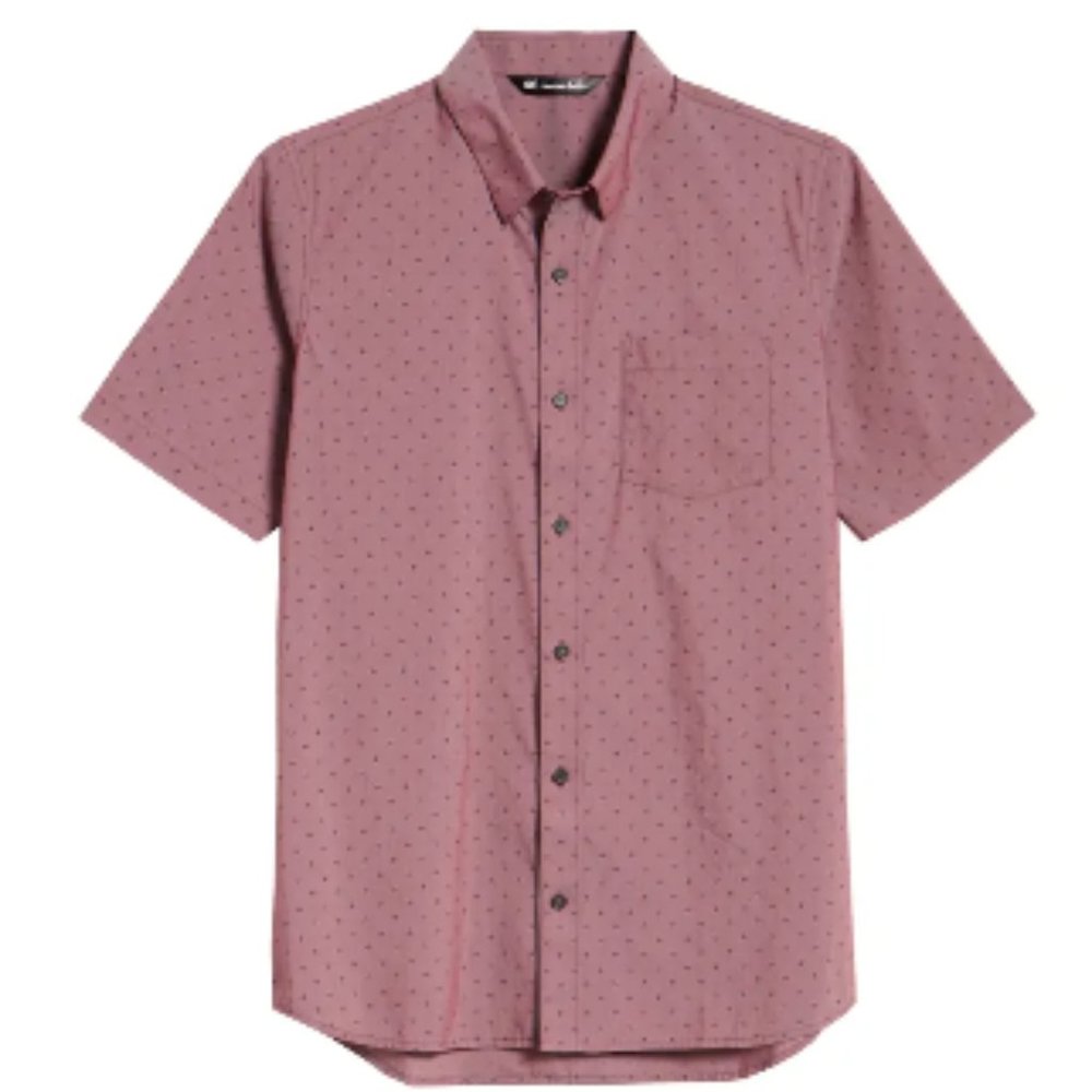 Travis MathewTidbits Regular Fit Print Performance Sport Shirt Port